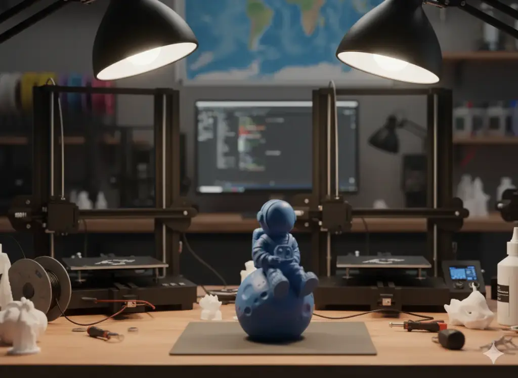 Astronauta Sentado na Lua (PLA Seda, Personalizado)